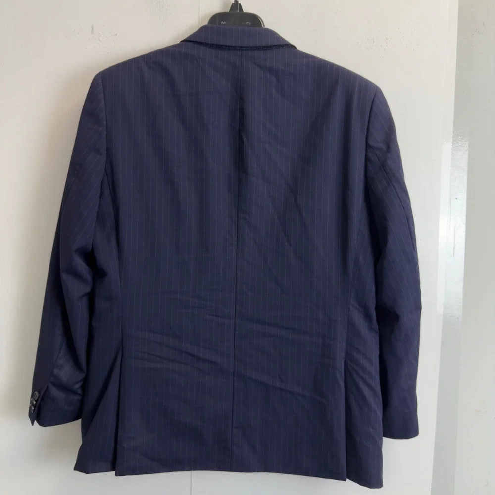 Banana Republic Mens‎ 42S Navy Blue Pinstripe Marzotto Super 130s Wool Blazer